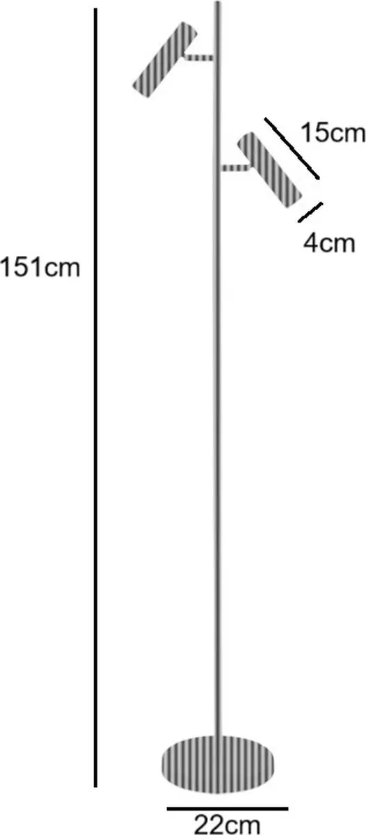 Freelight Undici Vloerlamp 2 Lichtpunten 150cm - Zwart