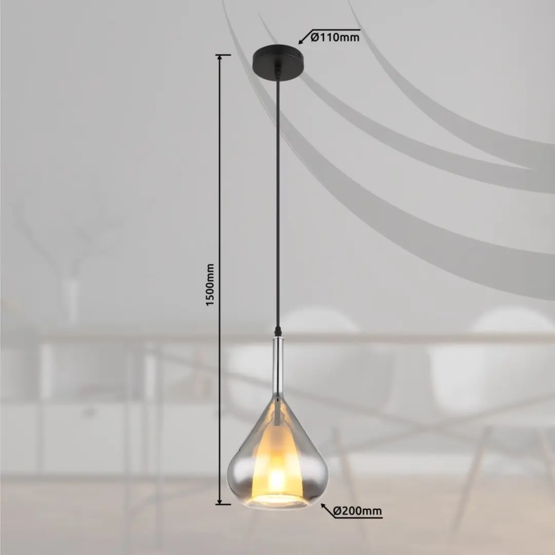Globo Geeky Hanglamp - Ø20cm - Zwart - E27
