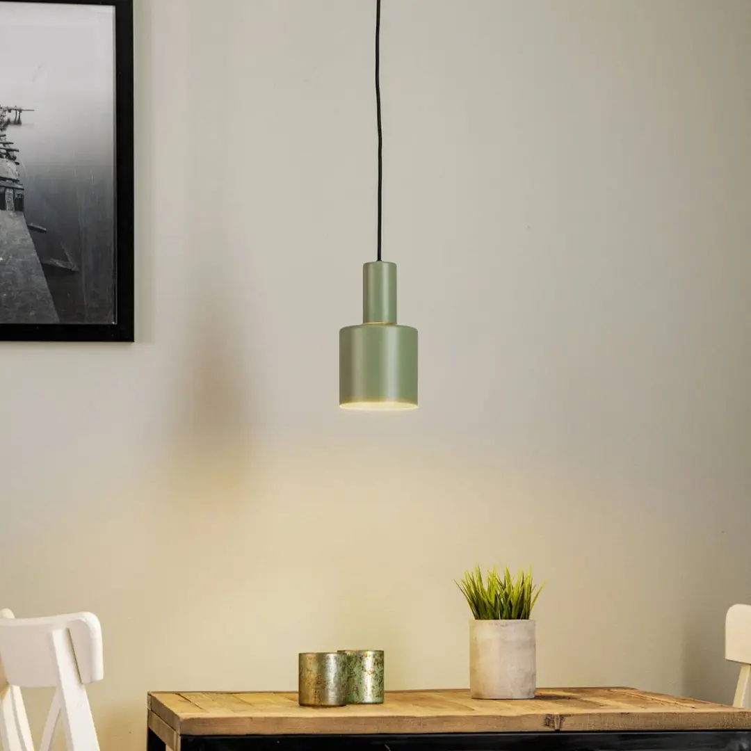 Euluna Hanglamp 1 Licht Staal - Saliegroen/Messing