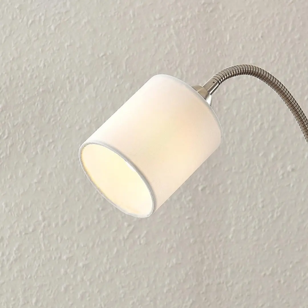 Lindby Vloerlamp 170cm - Wit, Mat Nikkel