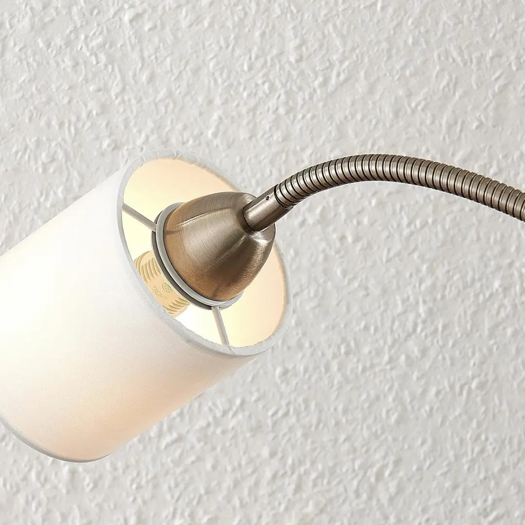 Lindby Vloerlamp 170cm - Wit, Mat Nikkel