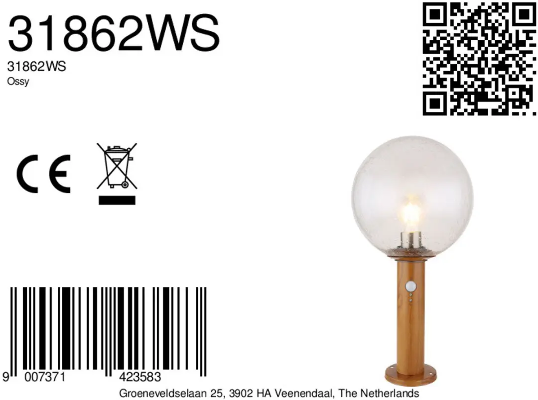 Globo Ossy Vloerlamp - 25cm - Naturel - afbeelding 6 van 6
