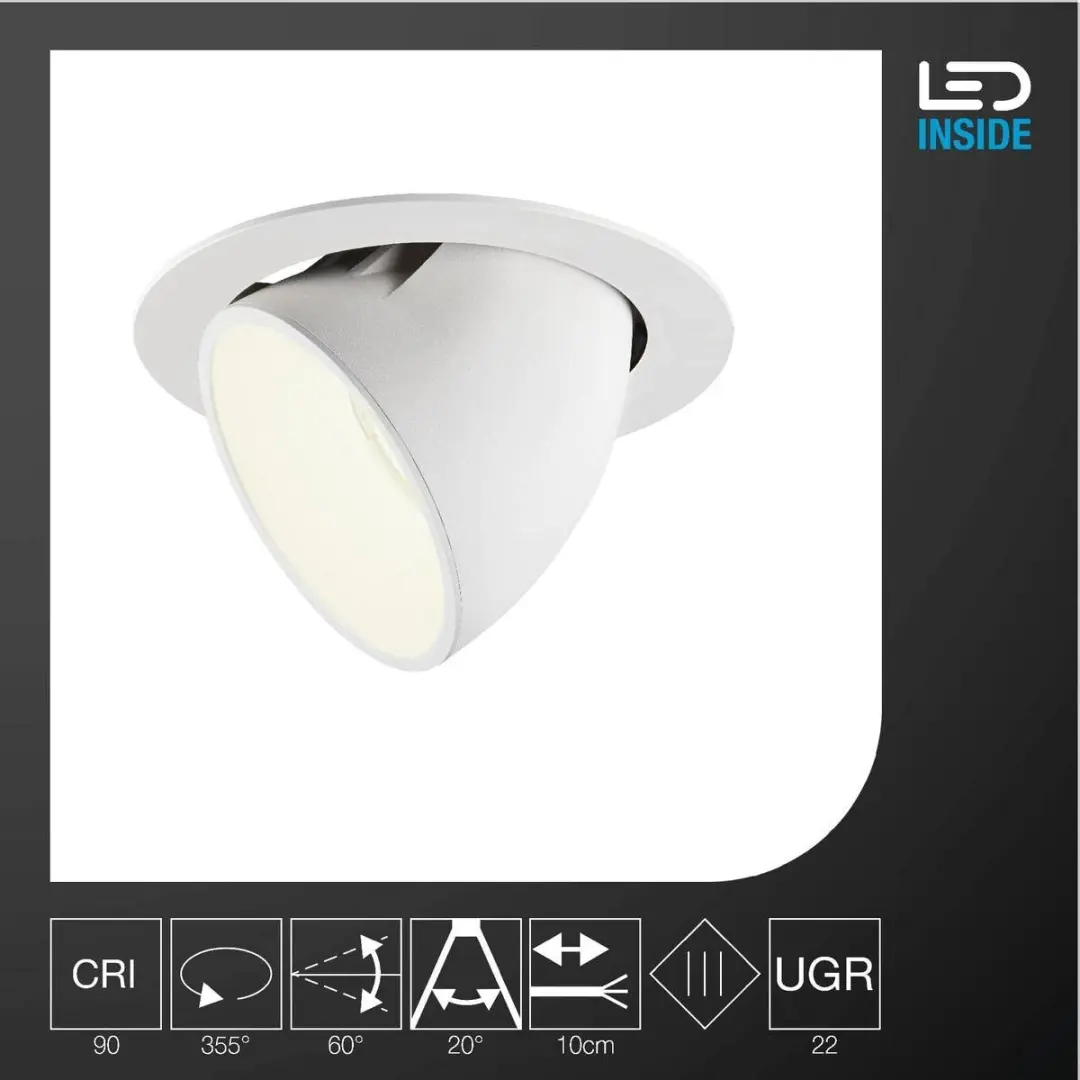 SLV NUMINOS GIMBLE XL Inbouw Plafondlamp 37.4W 3800lm - Wit