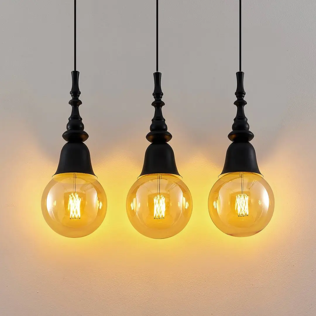 Lucande Hanglamp 3-Lichts E27 - Zwart