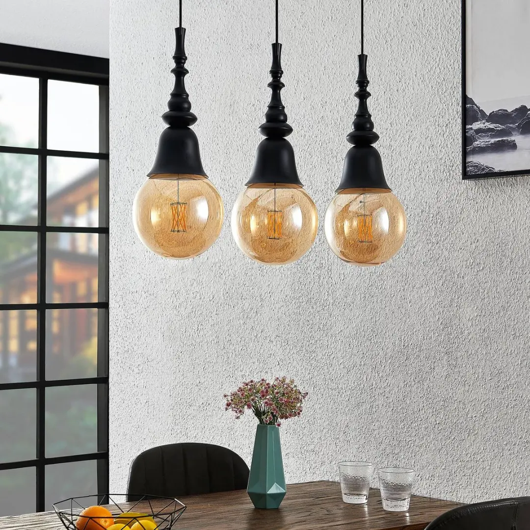 Lucande Hanglamp 3-Lichts E27 - Zwart