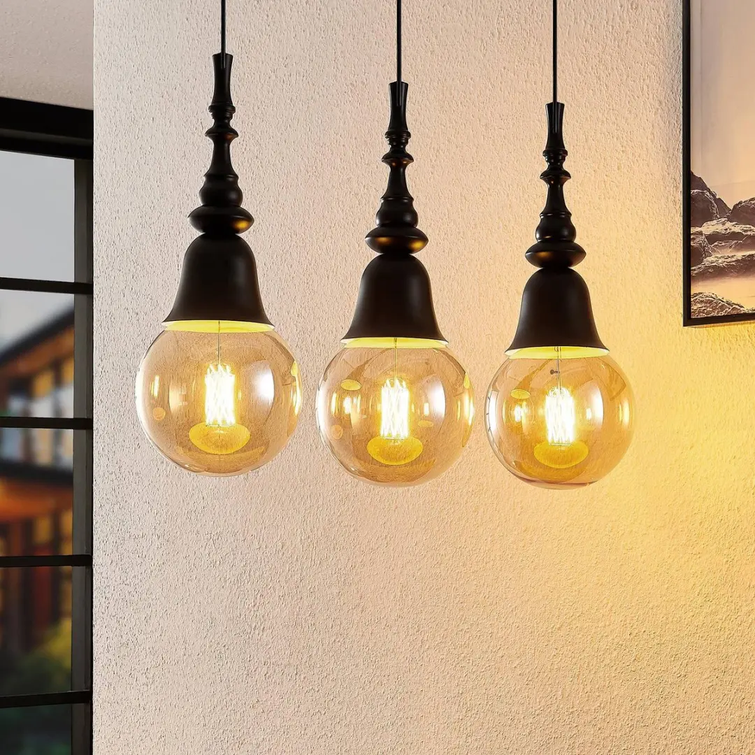 Lucande Hanglamp 3-Lichts E27 - Zwart