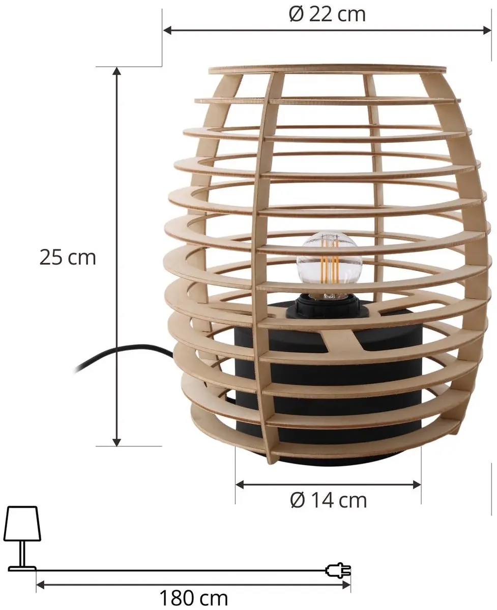 Lindby Tafellamp Hout Zwart 1 Licht E27