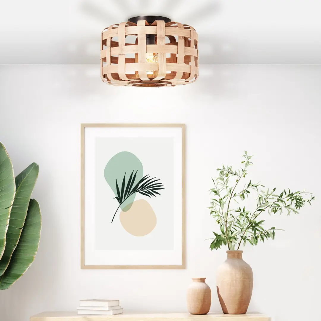 Brilliant Woodline Plafondlamp E27 - 36cm - Natuur/Zwart