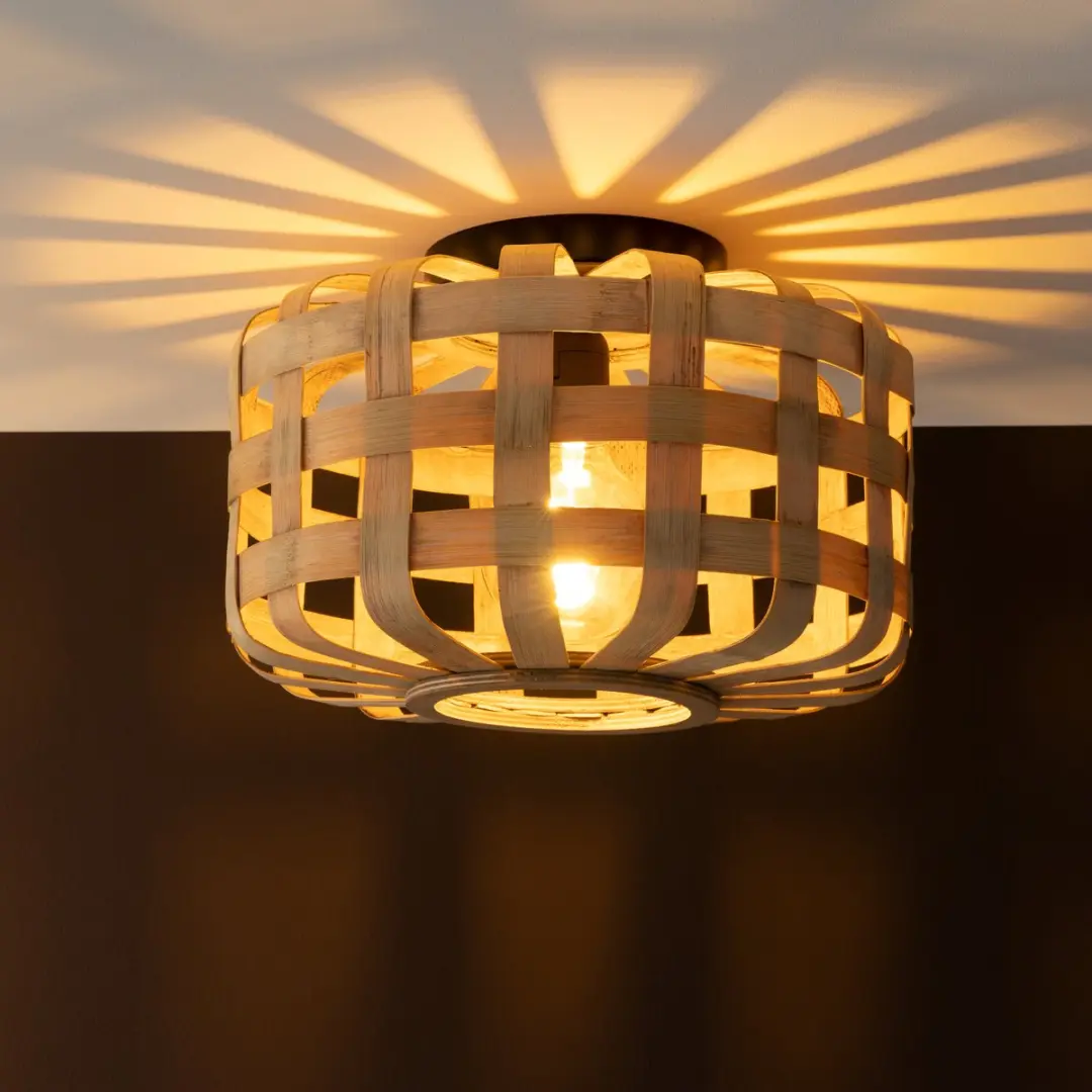 Brilliant Woodline Plafondlamp E27 - 36cm - Natuur/Zwart