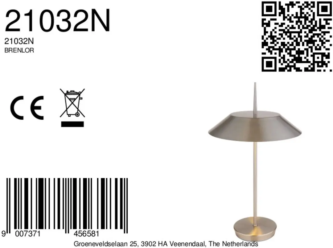Globo Brenlor Tafellamp - Staal - Ø30cm - 2 Lichtpunten - afbeelding 6 van 6