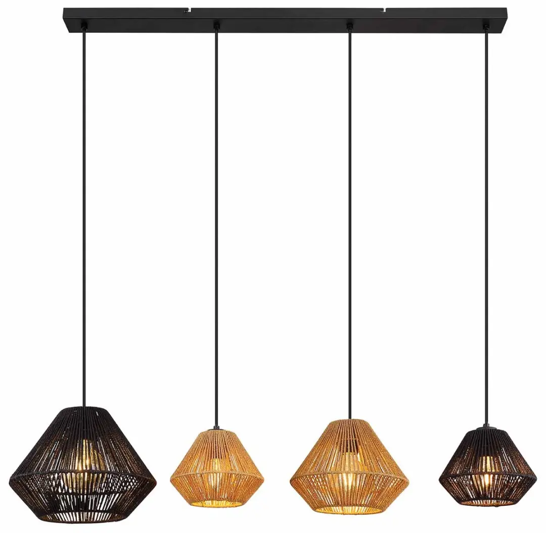 Globo Houdini Hanglamp E27 - 6 Lichtpunten - Zwart