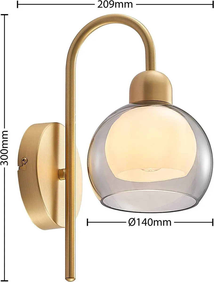 Lucande Wandlamp 1 Licht 40W - Rookgrijs/Wit