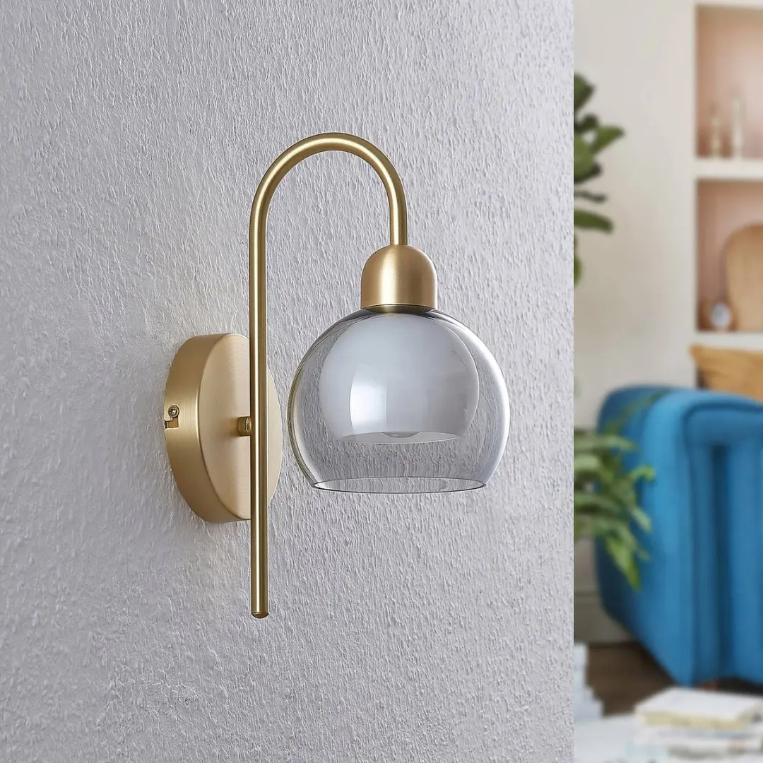 Lucande Wandlamp 1 Licht 40W - Rookgrijs/Wit