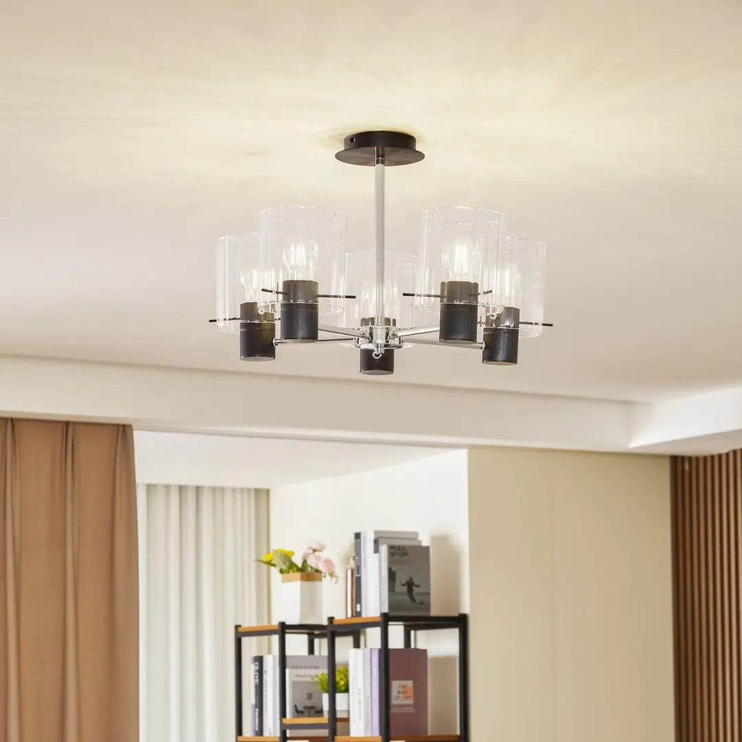 Lucande Plafondlamp 5-Lichts - Ø59cm - Zwart
