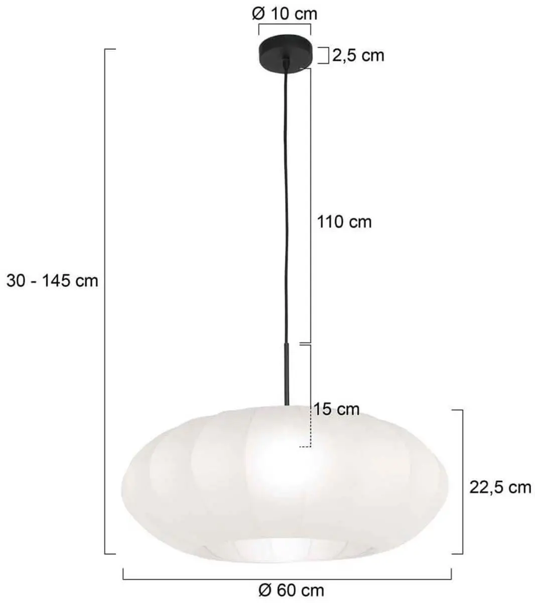 Steinhauer Luma-Nola 3809ZW Hanglamp - Wit - 60cm - afbeelding 6 van 6
