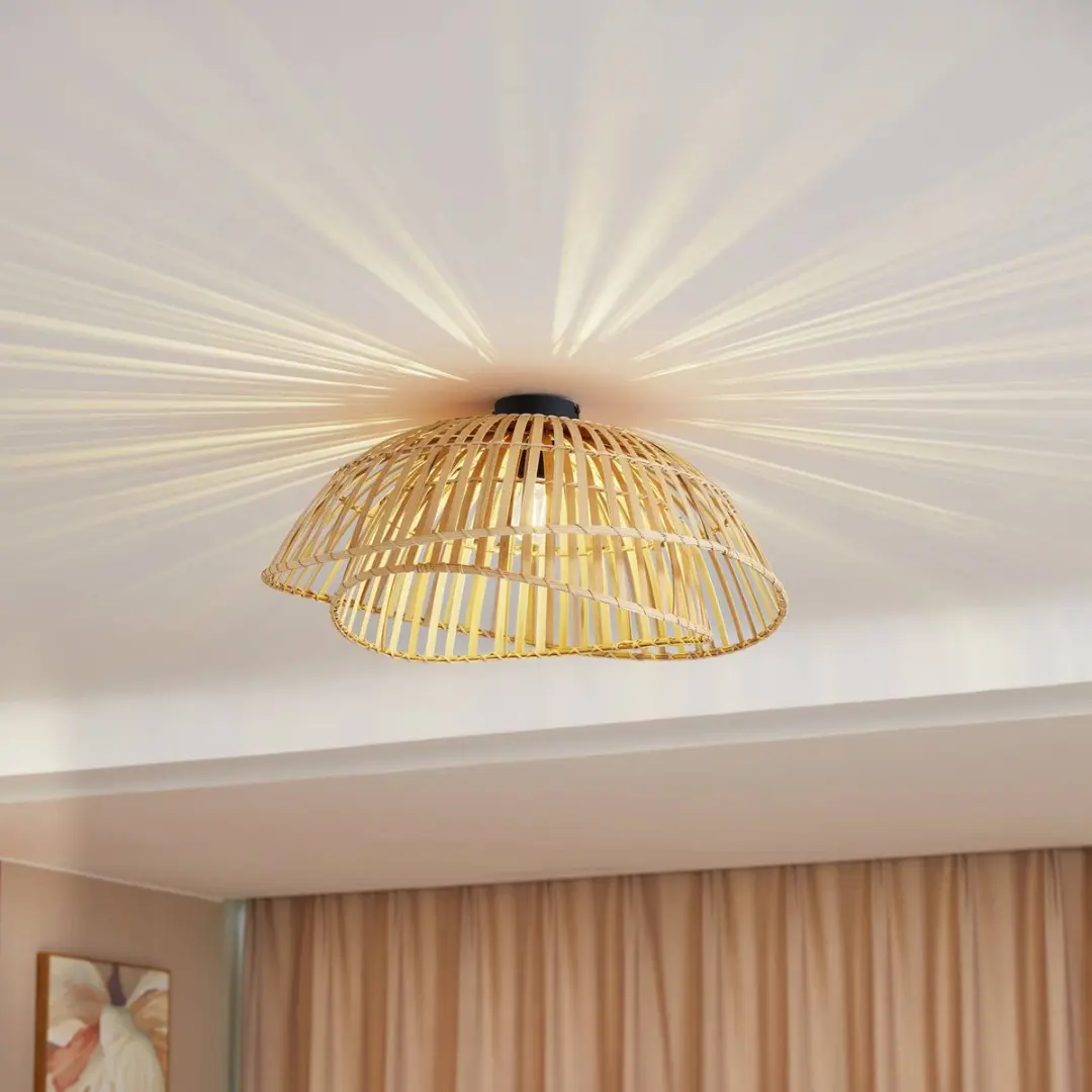 Lindby Plafondlamp Bamboe 64cm - E27 - afbeelding 6 van 6