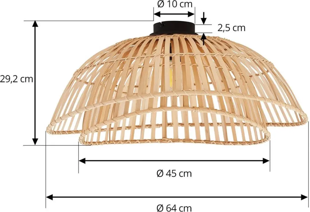 Lindby Plafondlamp Bamboe 64cm - E27