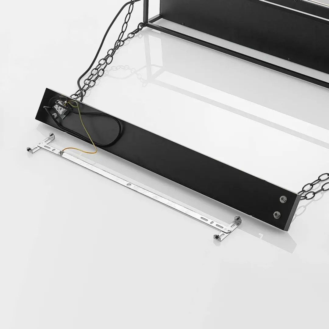 Lindby Hanglamp 5-Lichts IJzer/Dennehout - Zwart/Donkere Grenen