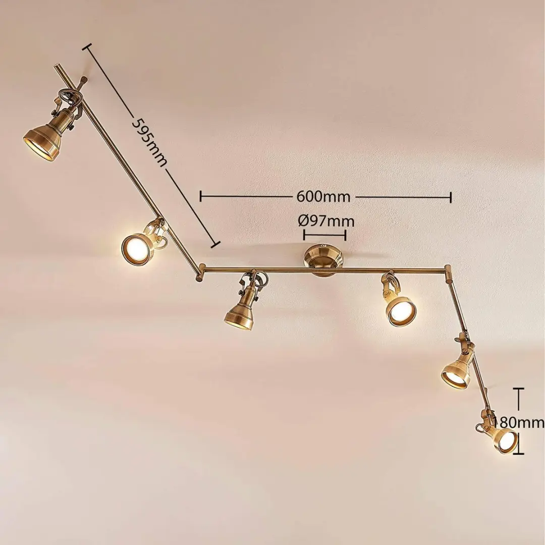 Lindby Plafondlamp 6x GU10 Antiek Messing