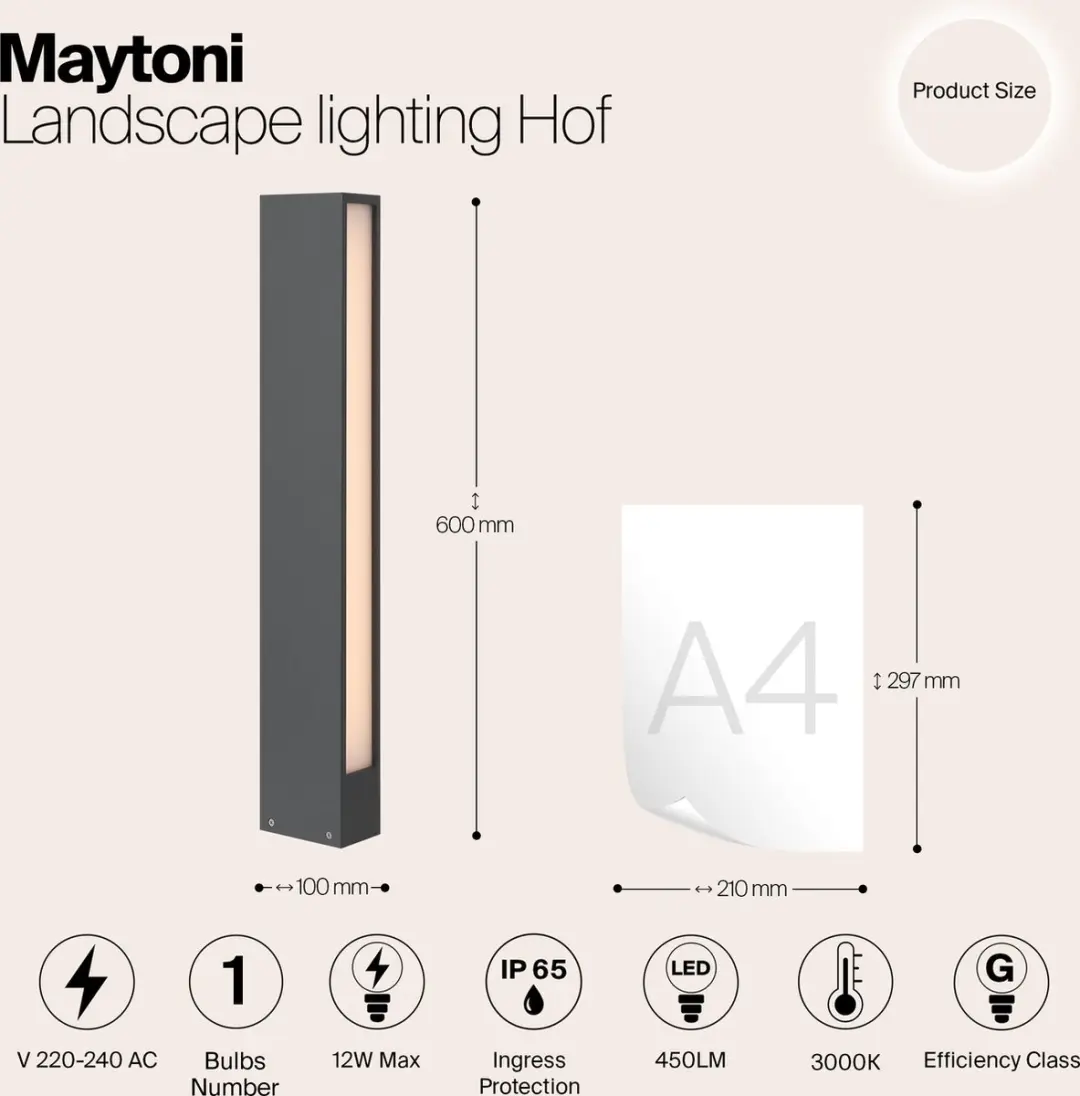 Maytoni Outdoor Hof Landschapsverlichting - 12W - Grafiet