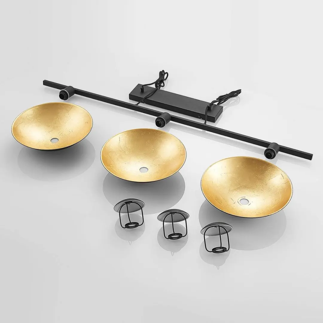 Lindby Hanglamp 3-Lichts IJzer E14 - Zwart/Goud