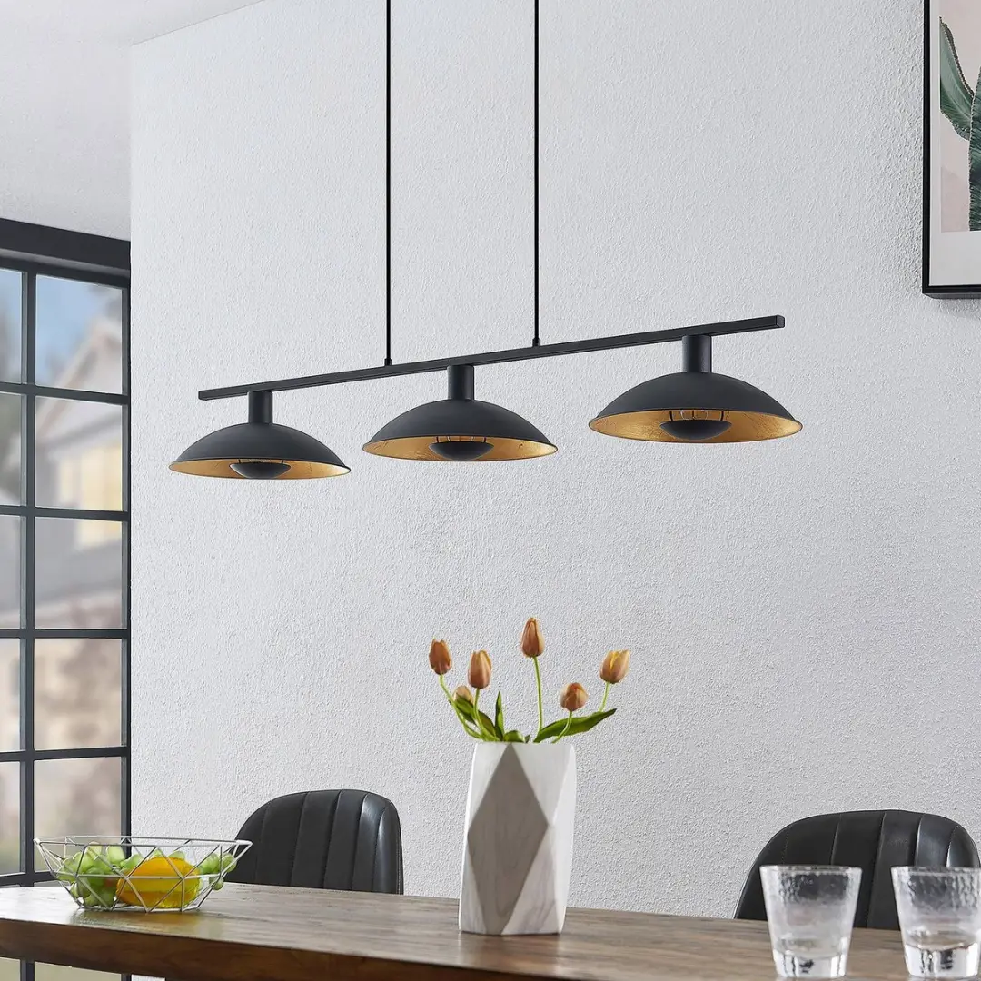 Lindby Hanglamp 3-Lichts IJzer E14 - Zwart/Goud