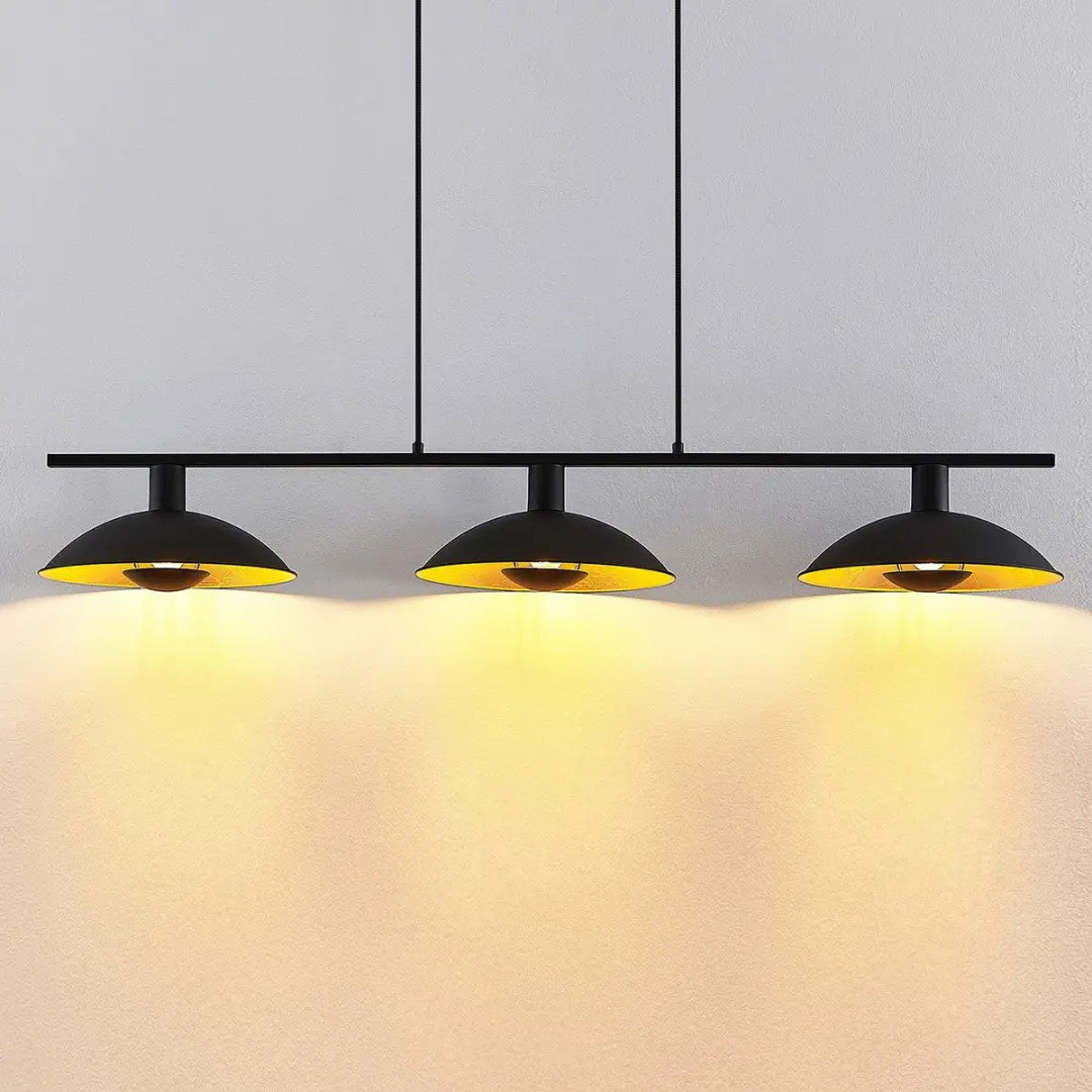 Lindby Hanglamp 3-Lichts IJzer E14 - Zwart/Goud