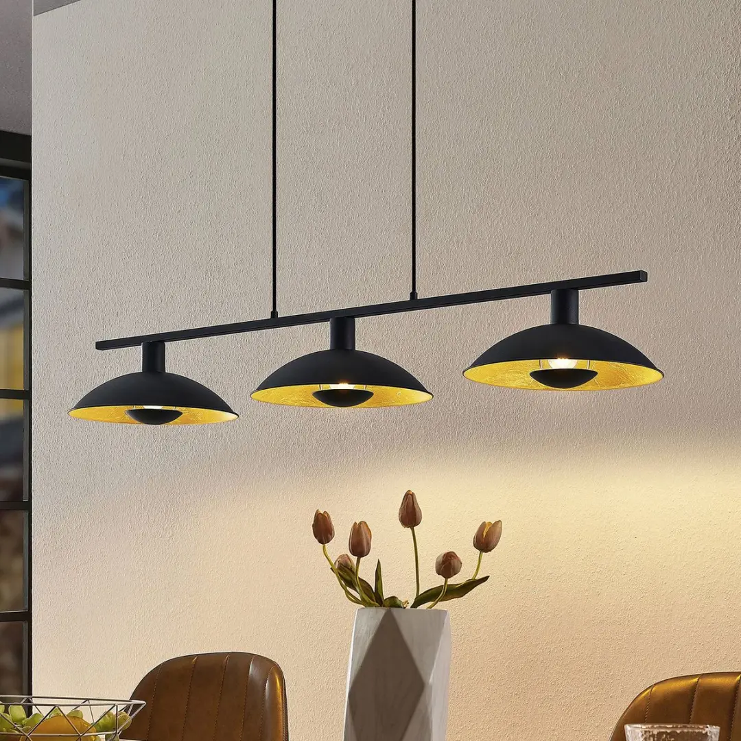 Lindby Hanglamp 3-Lichts IJzer E14 - Zwart/Goud