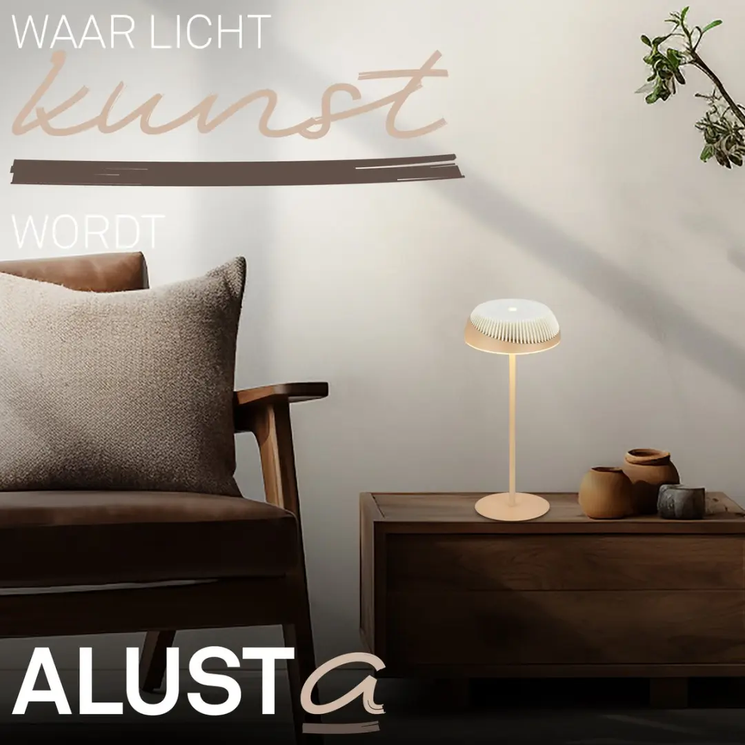Briloner Alusta Oplaadbare Tafellamp - 2700K - Ø14cm - Beige Oudwit