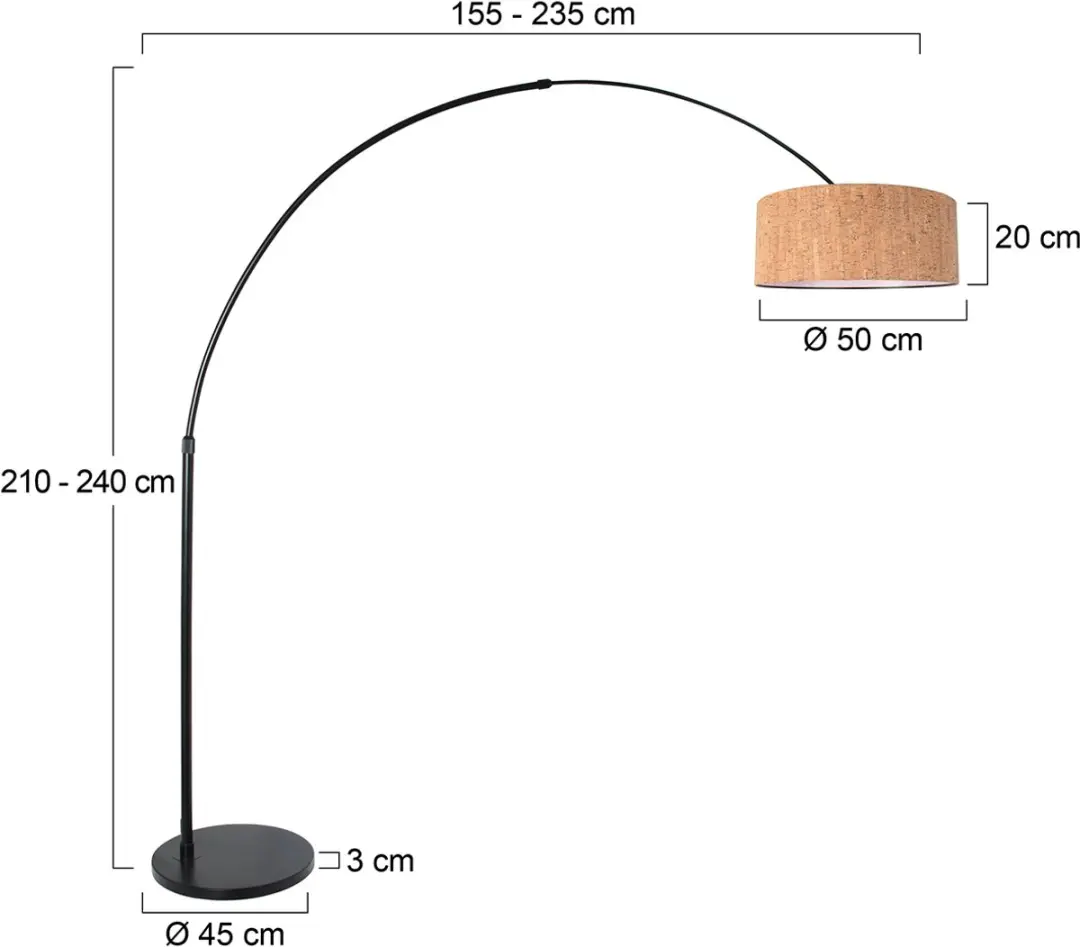 Steinhauer Sparkled Light 4342ZW Vloerlamp - Zwart Ø50cm