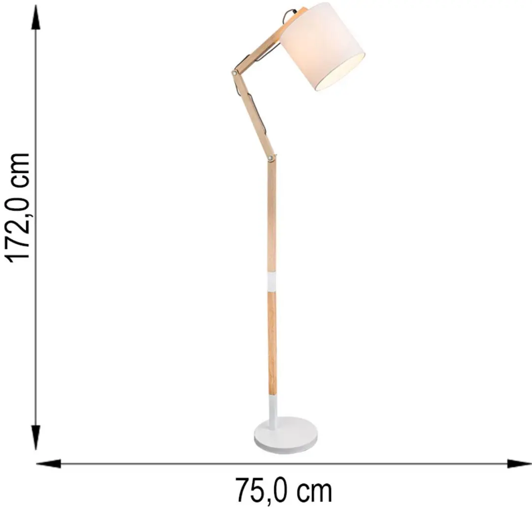 Globo Mattis Vloerlamp - Wit - E27 - afbeelding 6 van 6