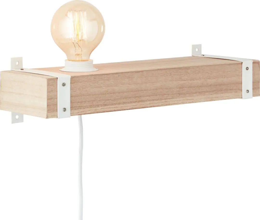Brilliant Wandlamp Whitewood 1-lichts - Warm wit - Hout/wit