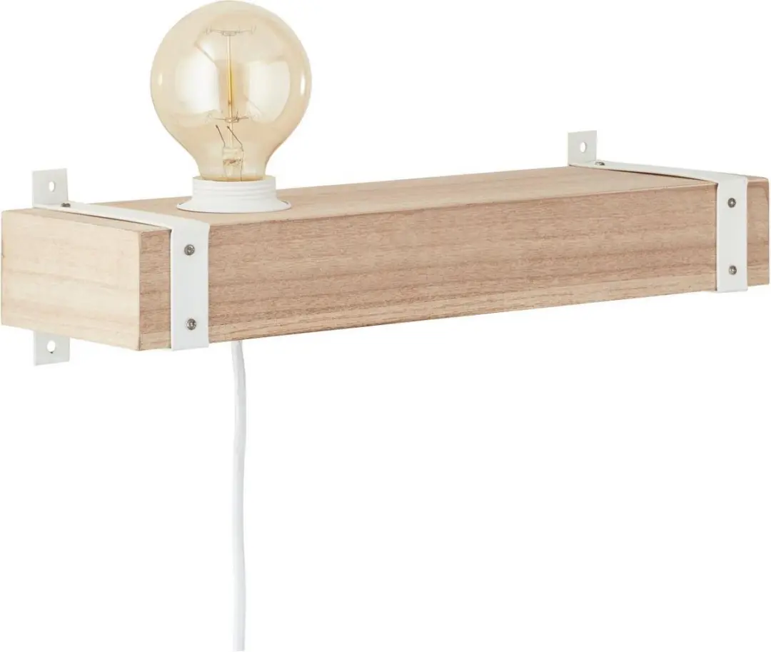 Brilliant Wandlamp Whitewood 1-lichts - Warm wit - Hout/wit