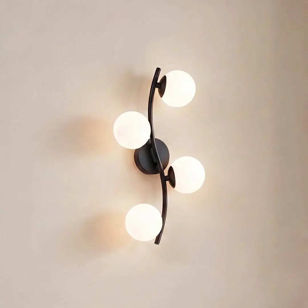 Lindby Wandlamp 4-lichts Glas Metaal H47,5cm - Wit/Zwart
