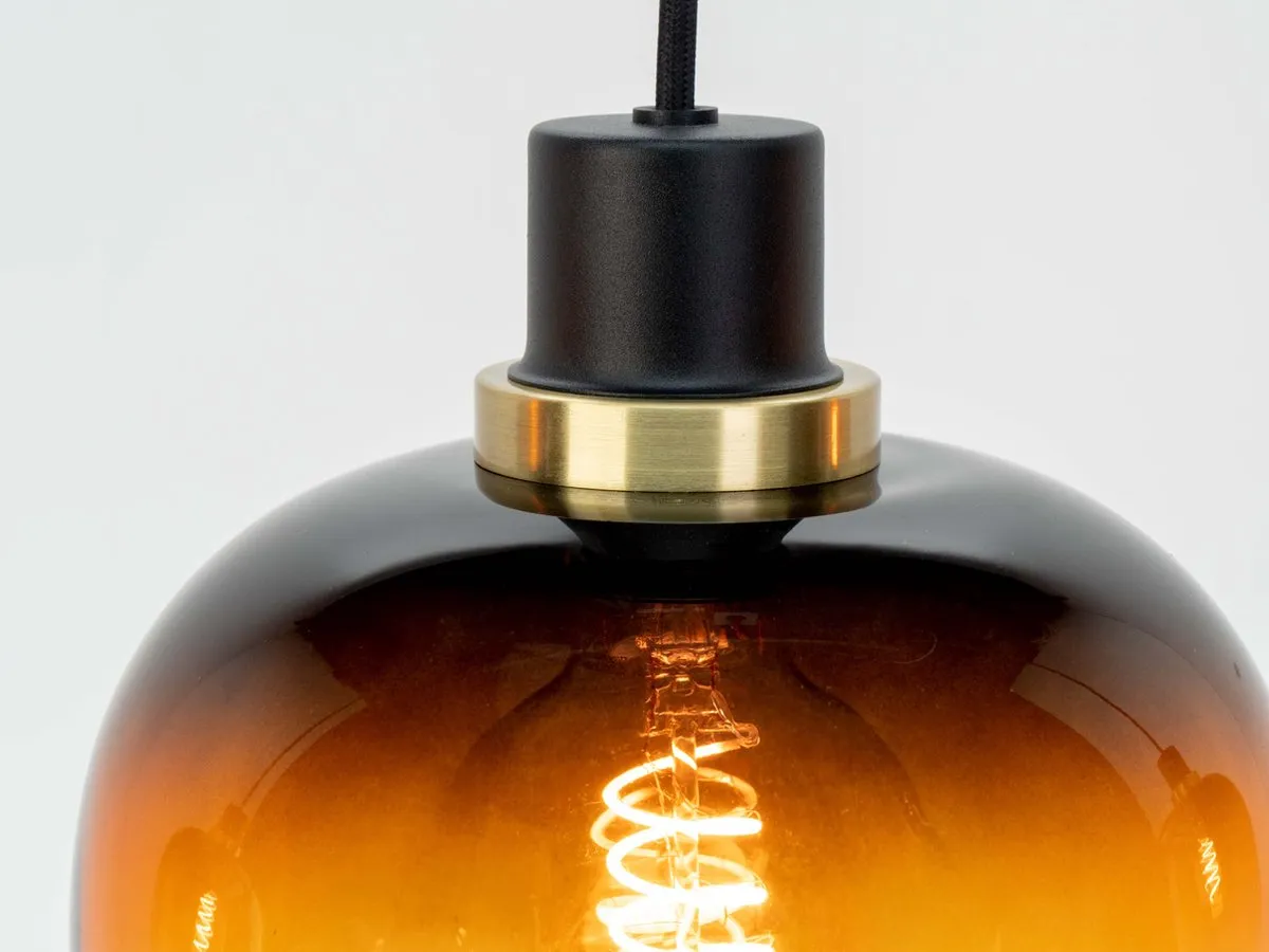 Eglo Oilella Hanglamp E27 - 19cm - Amber Glas - Zwart/Goud