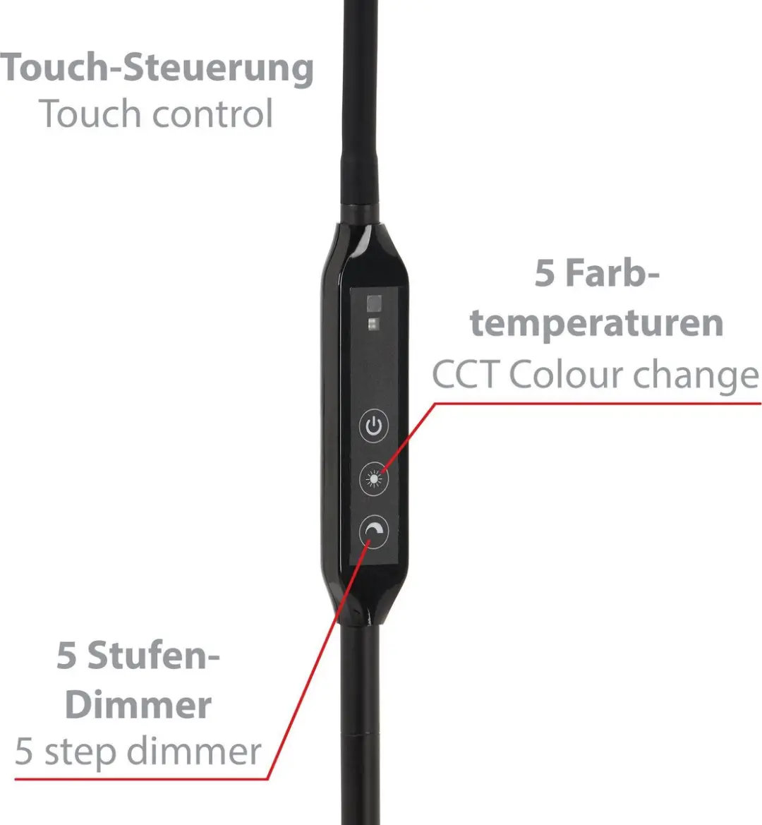 Briloner Office Remote LED Vloerlamp - 3000K - Zwart