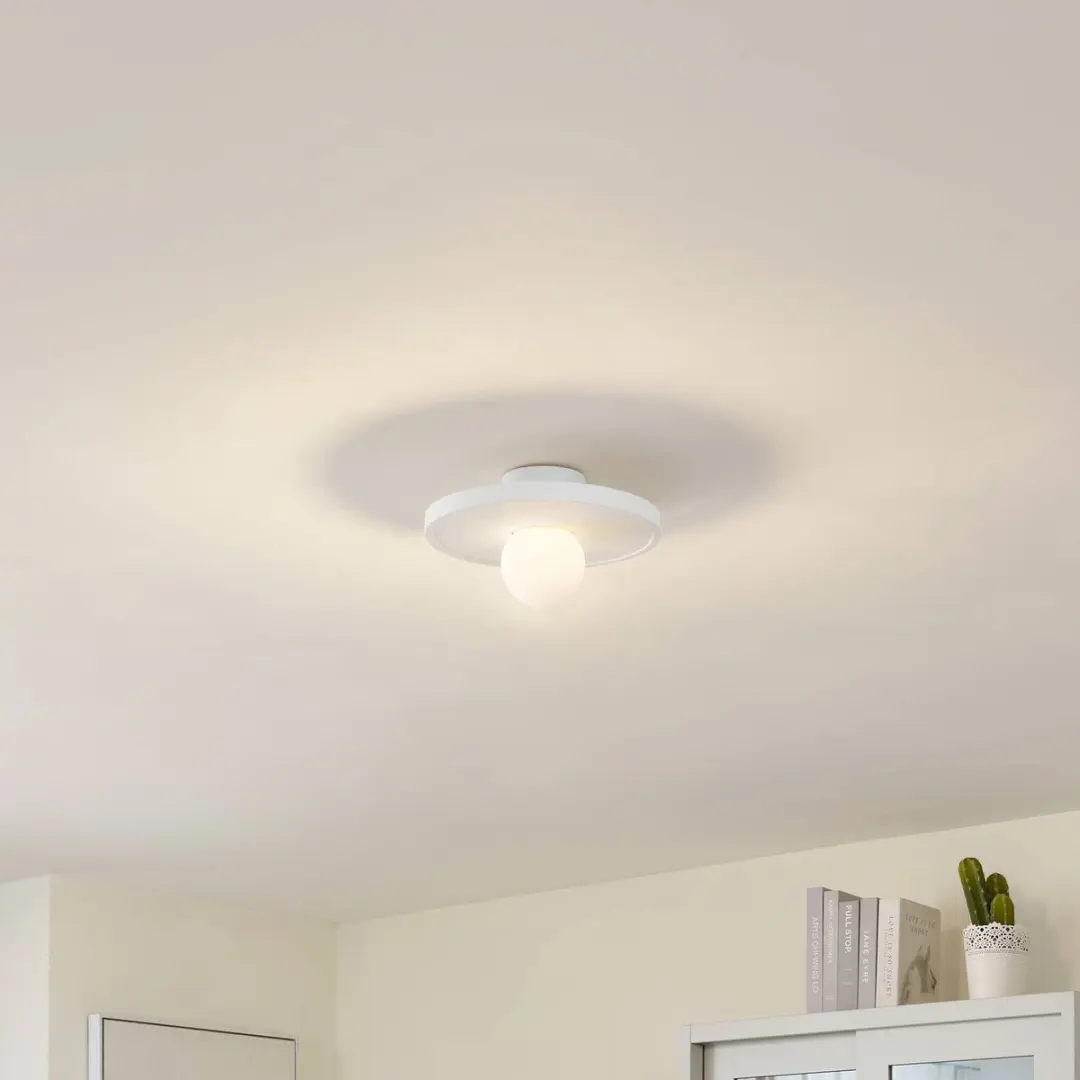 Lindby Wandlamp 1 Licht Gips Glas E27 Wit