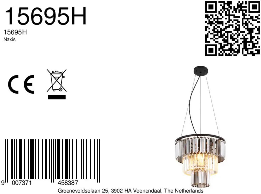 Globo Naxis Hanglamp - 3 Lichtpunten Ø40cm - Zwart - afbeelding 6 van 6