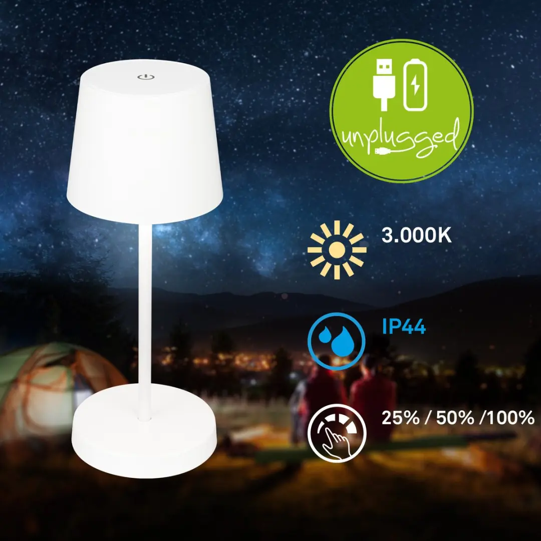 Briloner Piha Oplaadbare Tafellamp - USB-C - 150 Lm - 3.000K - Wit