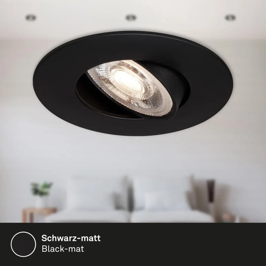Briloner KULANA Inbouwspots 3x5W LED - 460lm Warm Wit - Ø90mm - Zwart