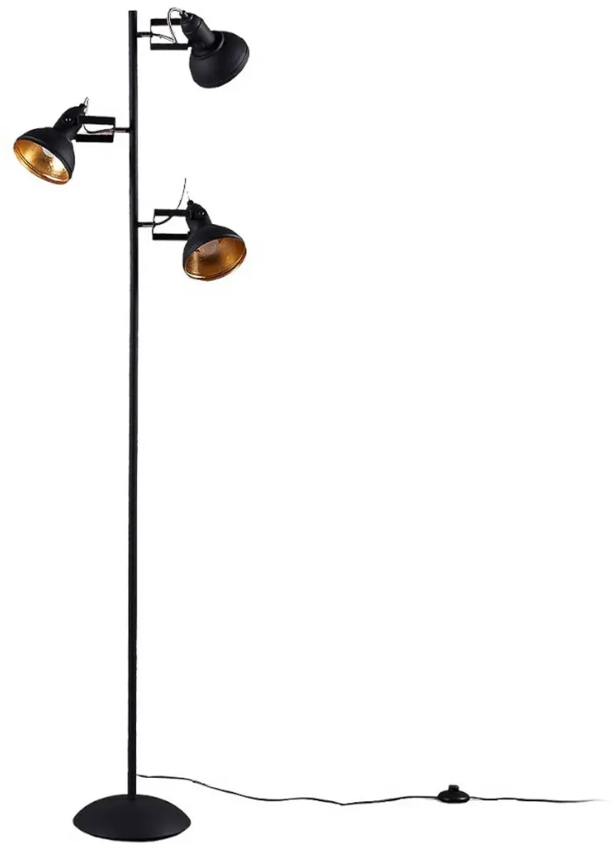 Lindby Vloerlamp 3-licht Metaal - 170cm - Zwart/Goud