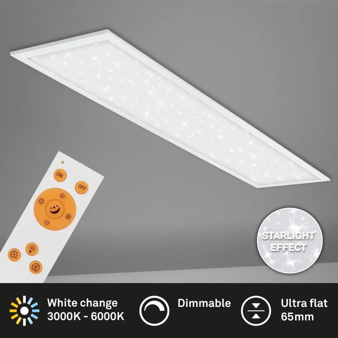 Briloner LED Plafondlamp 36W 3800lm 120x30cm - Wit - Met afstandsbediening