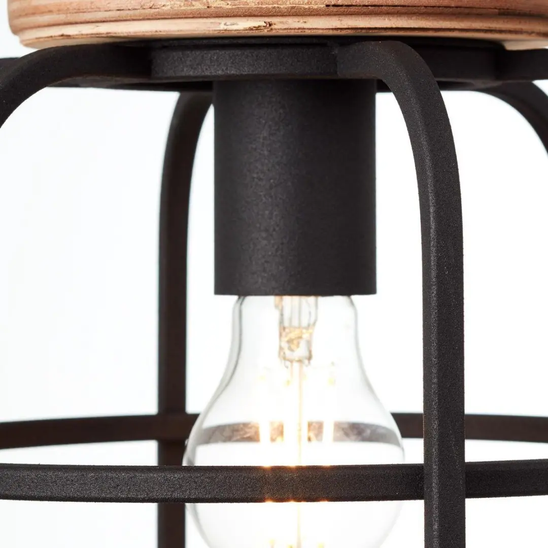 Brilliant Gwen Hanglamp E27 - 3 Lichtpunten - Zwart/Hout