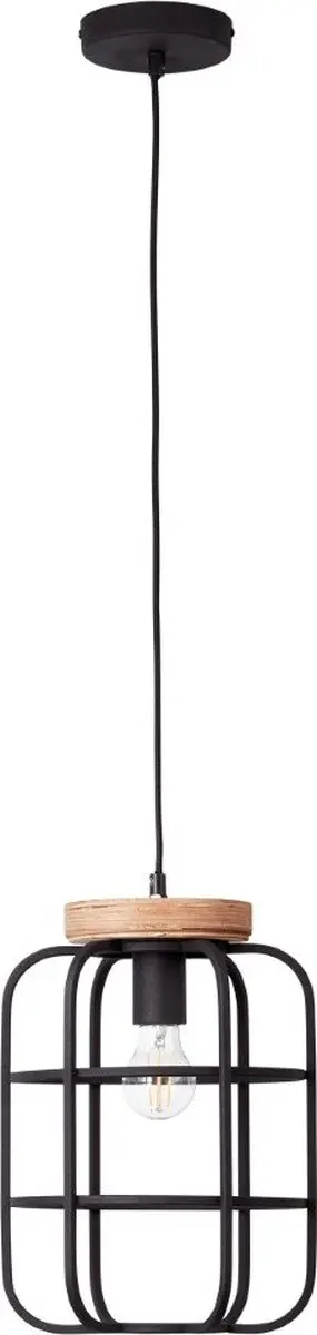 Brilliant Gwen Hanglamp E27 - 3 Lichtpunten - Zwart/Hout