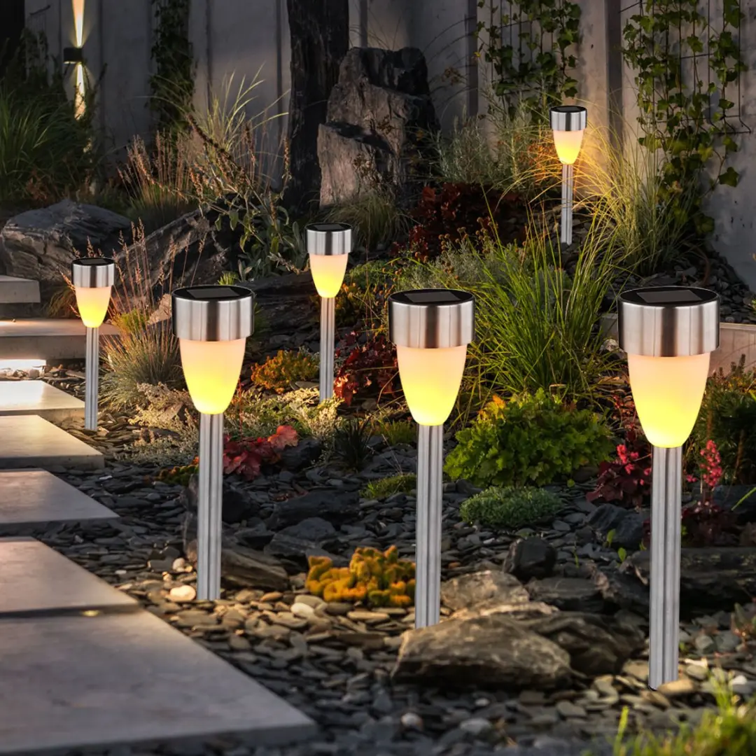 Globo Solarlamp Tuinlamp Terraslamp - 6 Stuks - IP44 - 3000K - Zwart/Wit