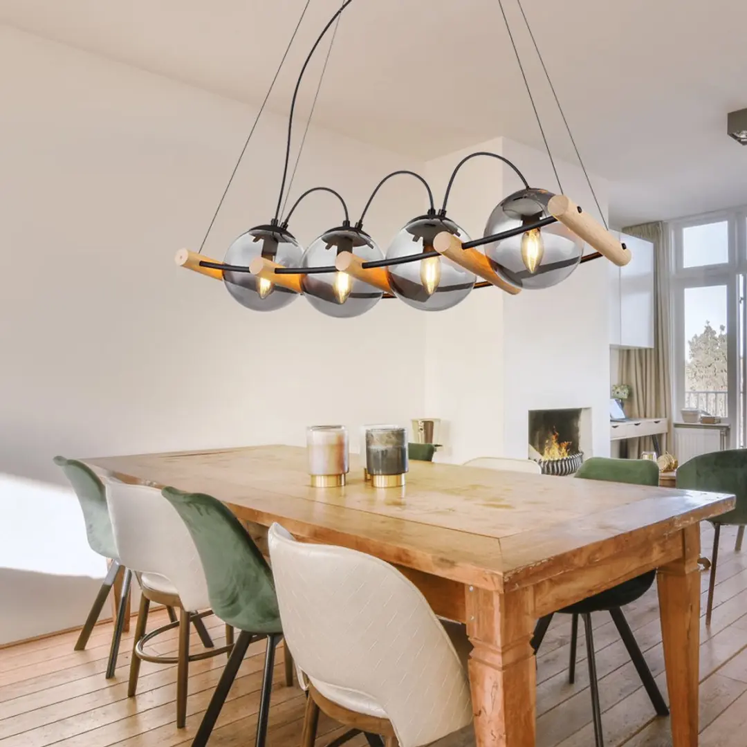 Globo Leona Hanglamp - 4 Lichtpunten - Zwart - Ø15cm - afbeelding 6 van 6