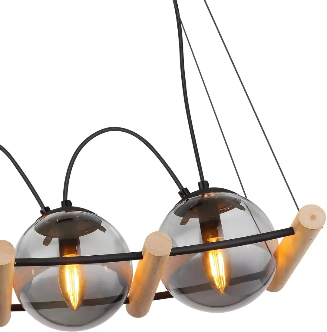 Globo Leona Hanglamp - 4 Lichtpunten - Zwart - Ø15cm