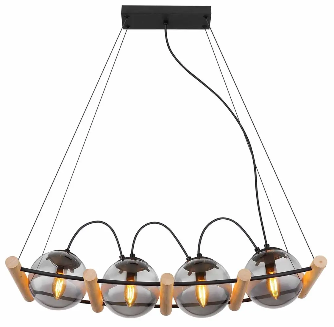 Globo Leona Hanglamp - 4 Lichtpunten - Zwart - Ø15cm