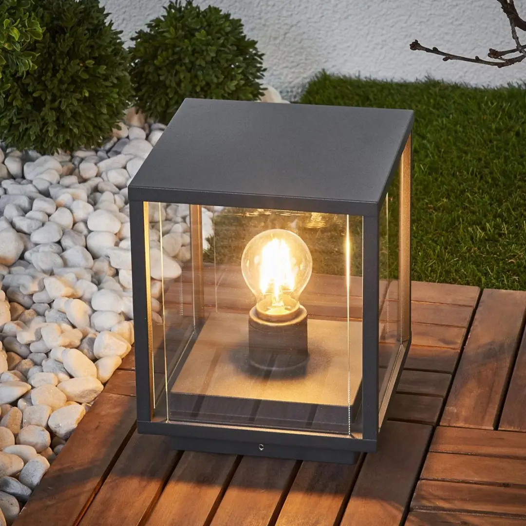 Lucande Sokkellamp Aluminium Glas 1 Licht E27