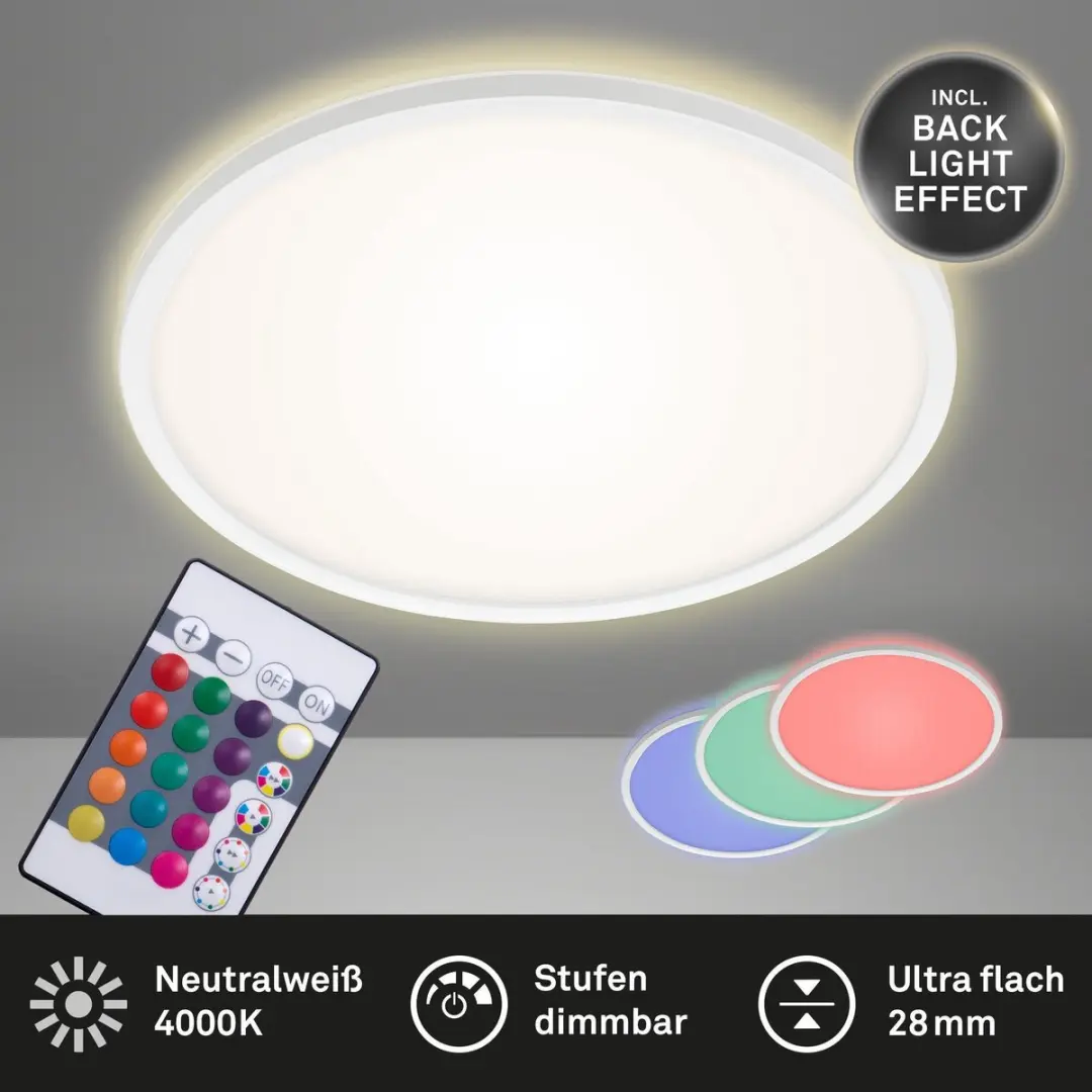 Briloner Slim LED Plafondlamp 22W RGB - 2.700 Lumen - Ø42cm Wit